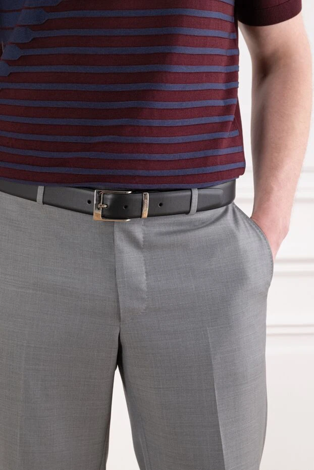 A.Testoni black leather belt with a rectangular buckle 194506 - photo 2