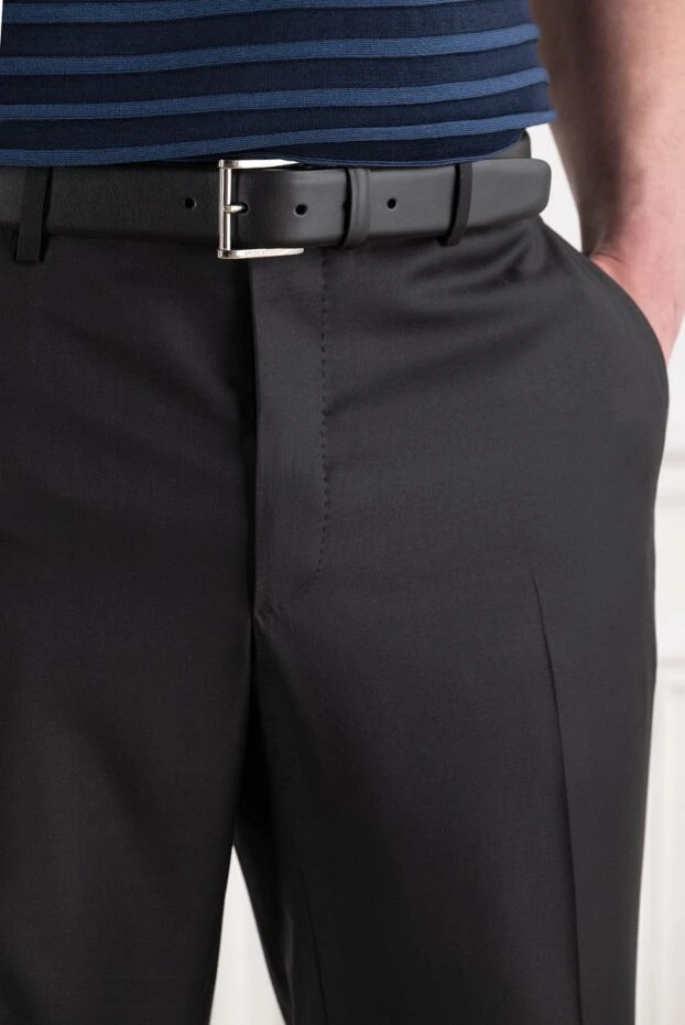 A.Testoni a strict matte belt with a rectangular metal buckle and a leather belt loop 194507 - photo 2
