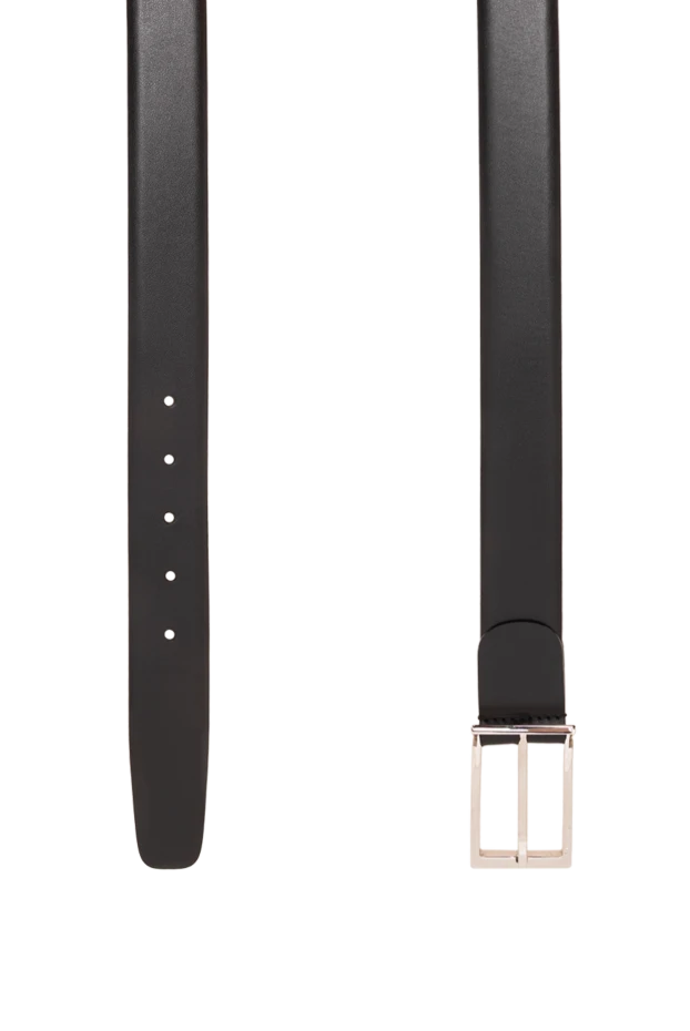 A.Testoni matte black leather belt with a simple rectangular buckle 194508 - photo 3