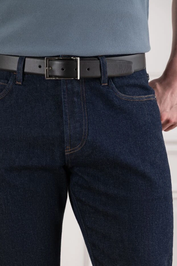 A.Testoni a sleek black belt with an open rectangular buckle and metal fastener. 194510 - photo 2
