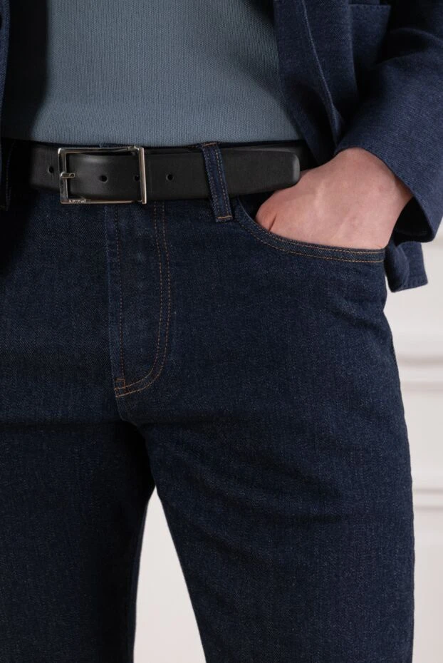 A.Testoni a classic matte black leather belt with a simple rectangular buckle 194511 - photo 2
