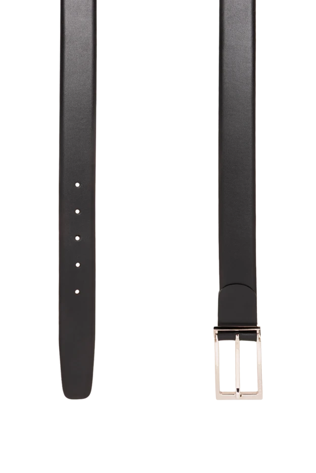 A.Testoni a classic matte black leather belt with a simple rectangular buckle 194511 - photo 3