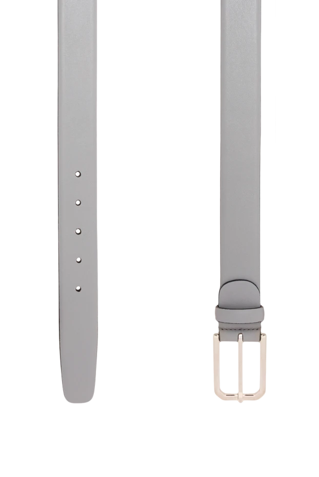 A.Testoni light grey matte belt with faceted metal buckle and leather fastener 194513 - photo 3