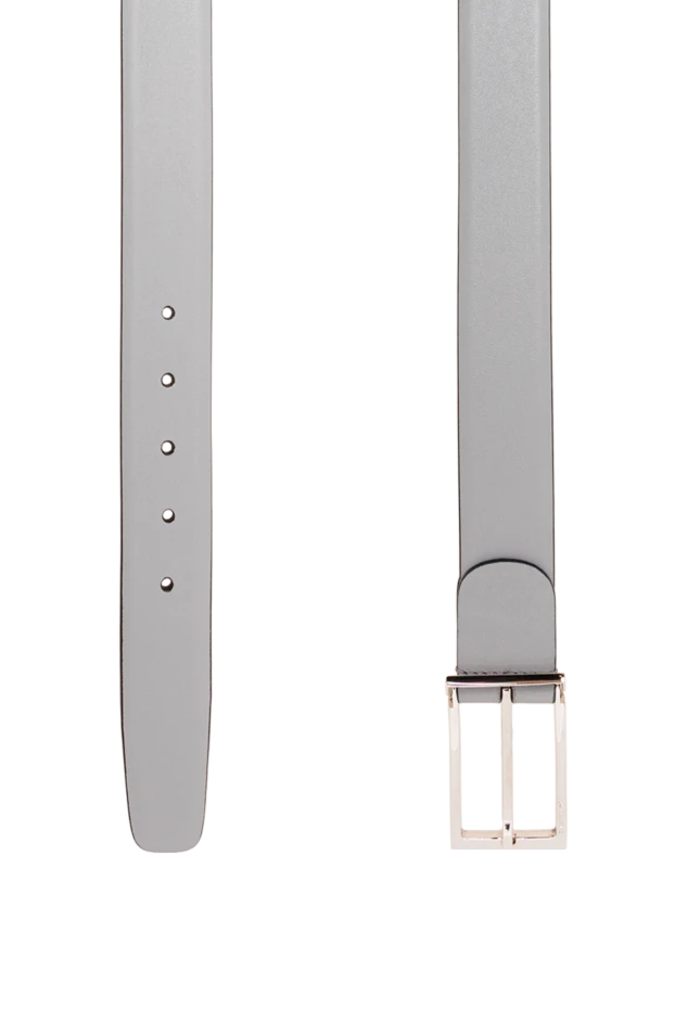 A.Testoni smoke grey premium smooth leather belt with rectangular buckle 194514 - photo 3