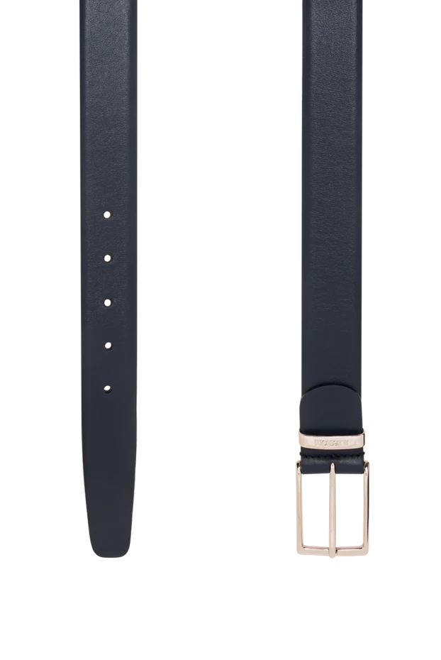 A.Testoni men's dark blue smooth calfskin belt with rectangular buckle 194515 - photo 3