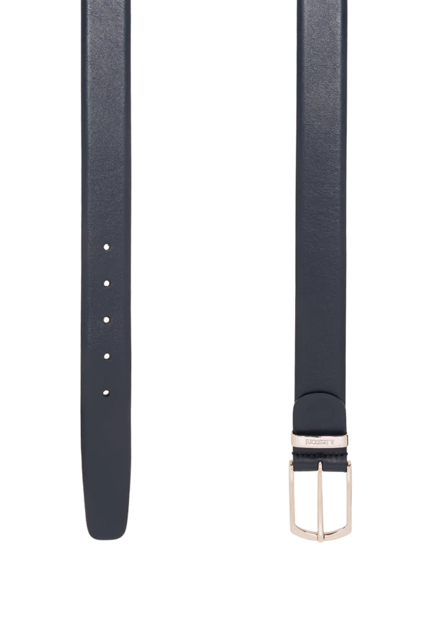 A.Testoni blue smooth leather belt with an elegant trapezoid buckle 194516 - photo 3