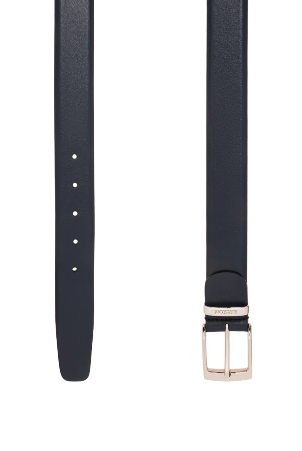 A.Testoni a noble dark blue matte leather belt with a rectangular buckle 194517 - photo 3