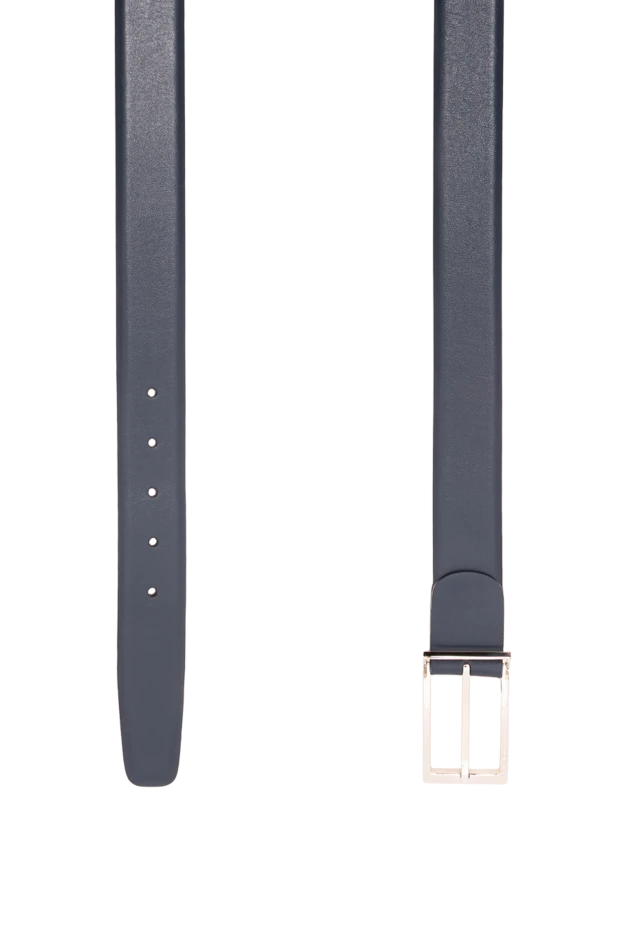 A.Testoni dark blue leather belt with a rectangular buckle 194518 - photo 3