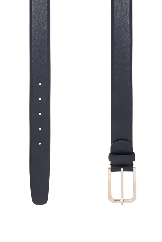 A.Testoni dark blue leather belt with hexagonal buckle 194519 - photo 3
