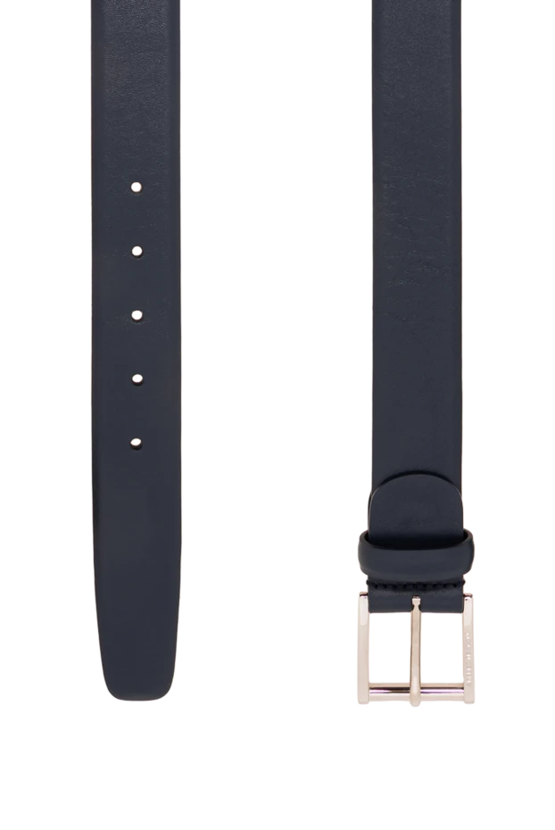 A.Testoni dark blue matte leather belt with a classic buckle and leather belt loop 194520 - photo 3