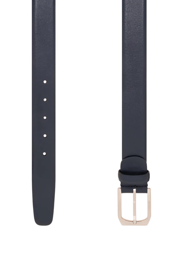 A.Testoni a dark blue matte belt with a faceted metal buckle and leather clasp. 194521 - photo 3