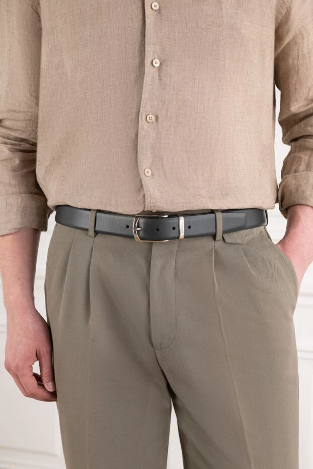 A.Testoni men's leather belt made of smooth genuine leather in graphite color 194523 - photo 2