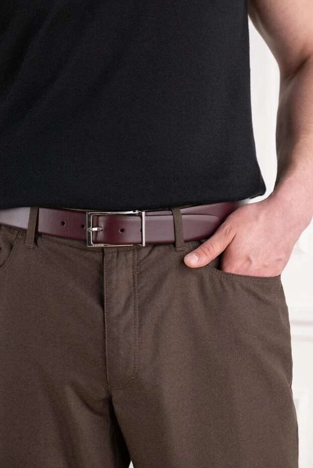 A.Testoni a burgundy matte belt with an open rectangular clasp and a laconic silhouette 194530 - photo 2