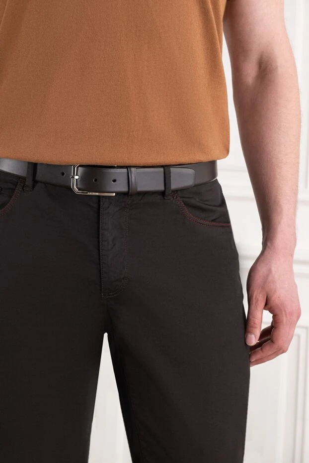 A.Testoni a strict brown belt made of smooth leather with a hexagonal buckle 194537 - photo 2