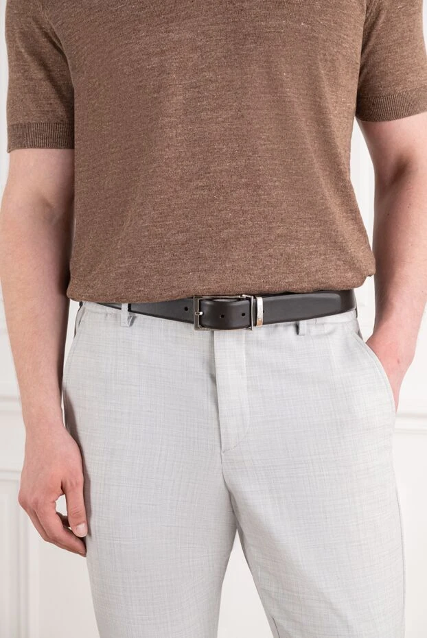 A.Testoni dark brown leather belt with accent metal clasp 194538 - photo 2