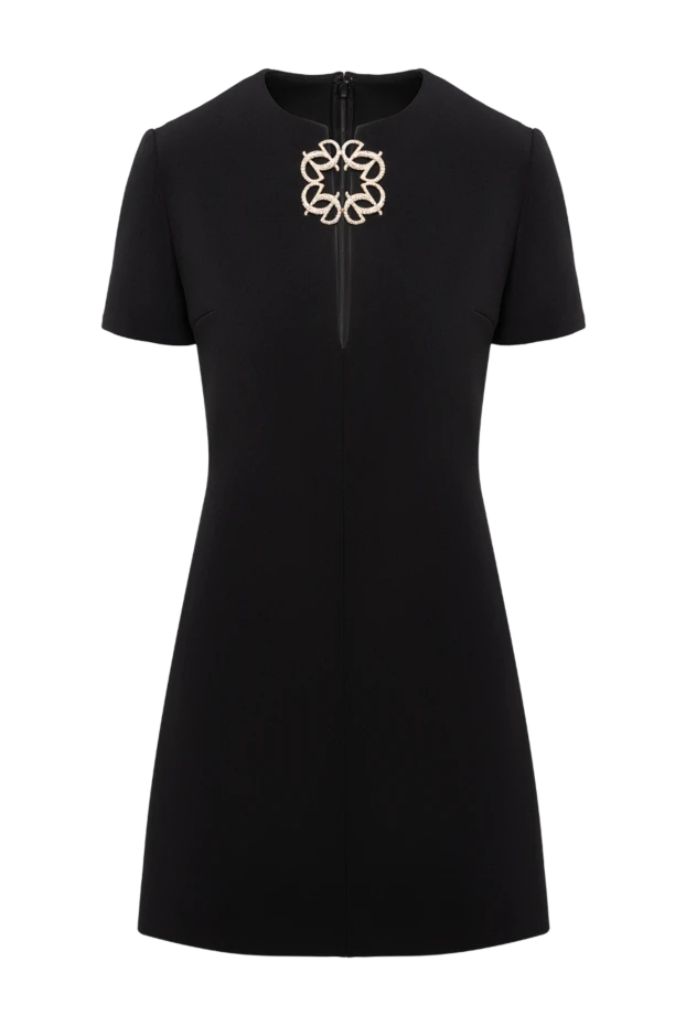 Elie Saab коктейльное мини-платье черное с брошью из кристаллов 194545 - фото 1