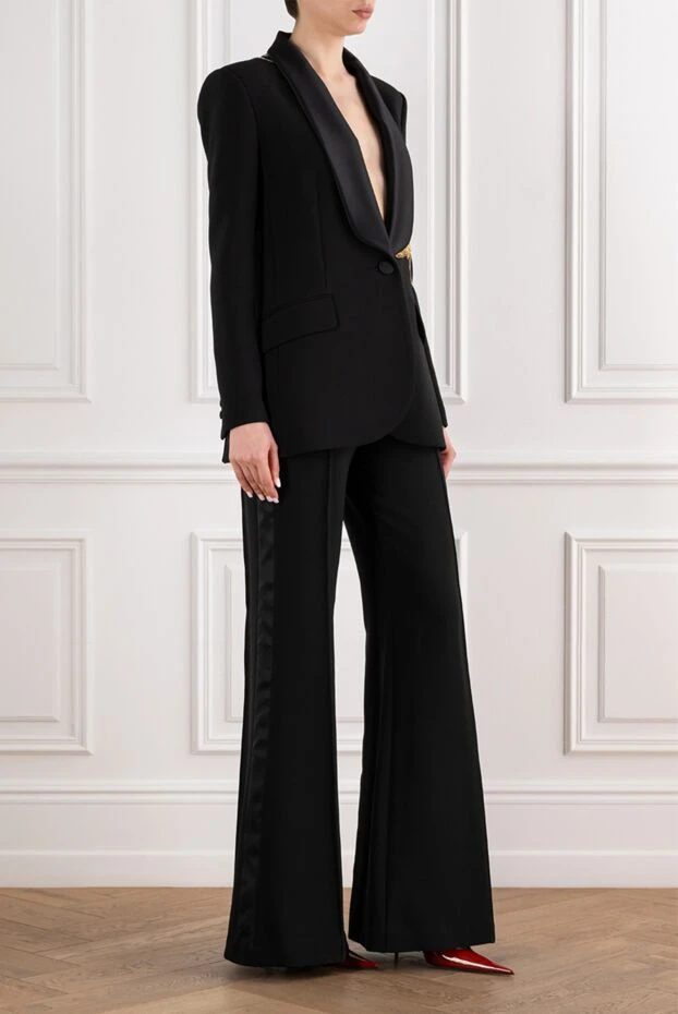 Elie Saab black evening pantsuit with gold leaf embroidery 194547 - photo 3
