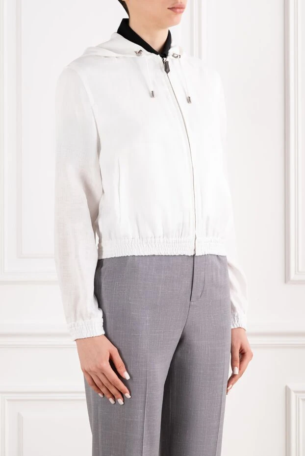 Loro Piana белая куртка-бомбер opal из прохладного льна с водоотталкивающей пропиткой 194594 - фото 3