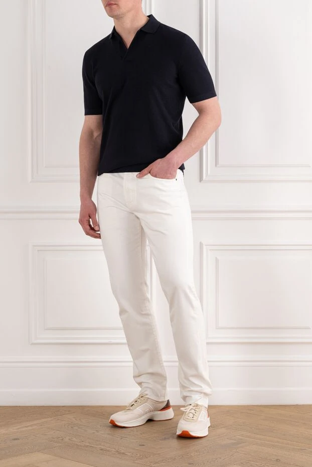 Loro Piana мужские прямые белые джинсы quarona с лаконичным кожаным патчем 194599 - фото 3