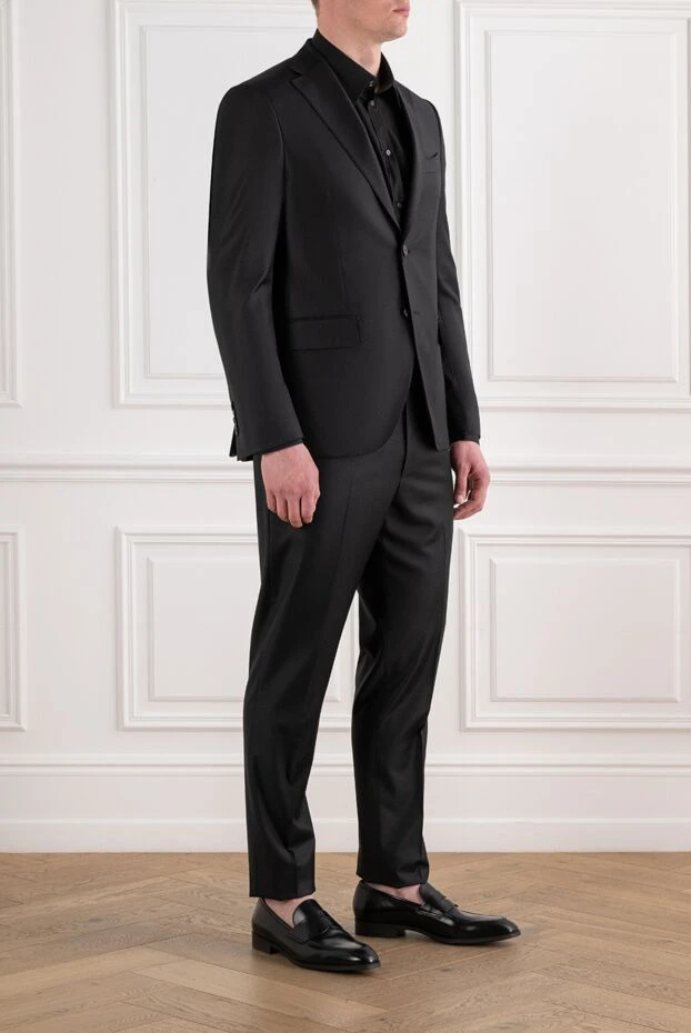 Sartoria Latorre men's classic black wool suit with a formal silhouette 194604 - photo 3