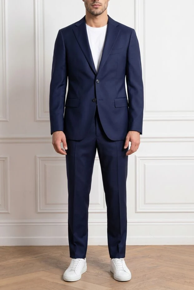 Sartoria Latorre men's classic dark blue two-piece suit made of smooth wool 194610 - photo 3