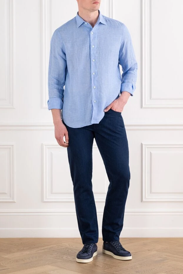 Jacob Cohen men's dark blue skinny jeans with a dark leather patch 194612 - photo 1