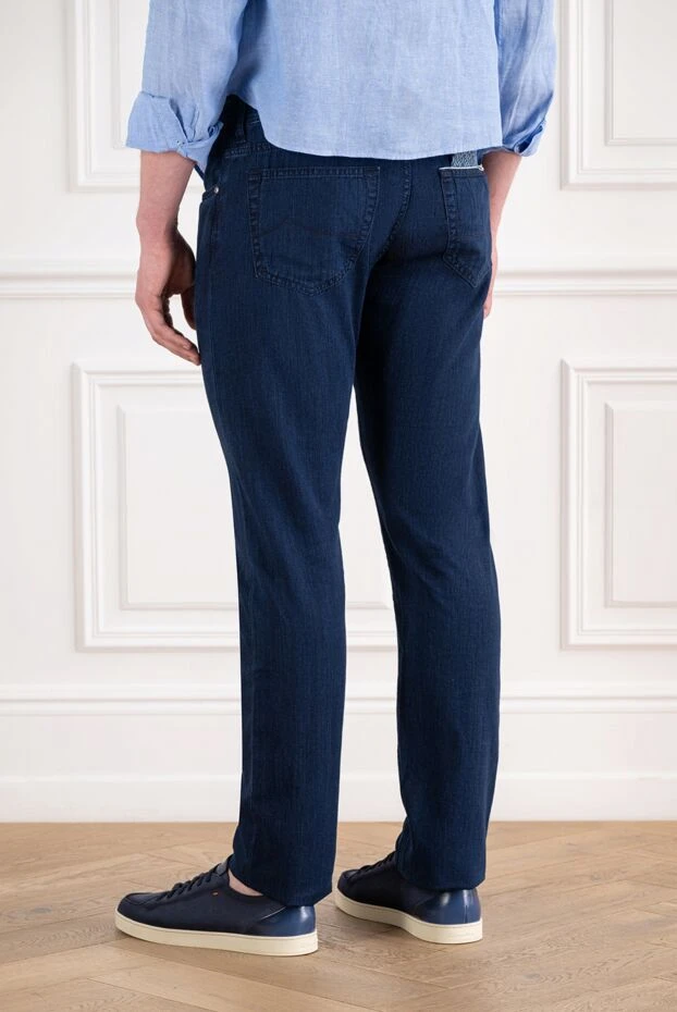 Jacob Cohen men's dark blue skinny jeans with a dark leather patch 194612 - photo 3