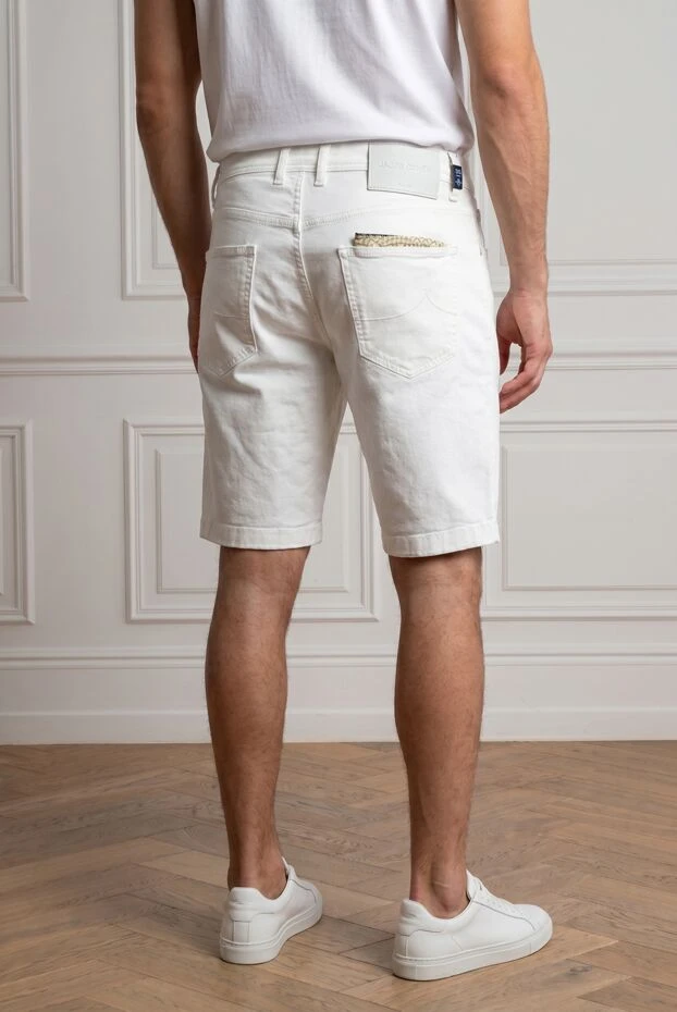 White men's denim shorts with a branded pocket square - photo 2