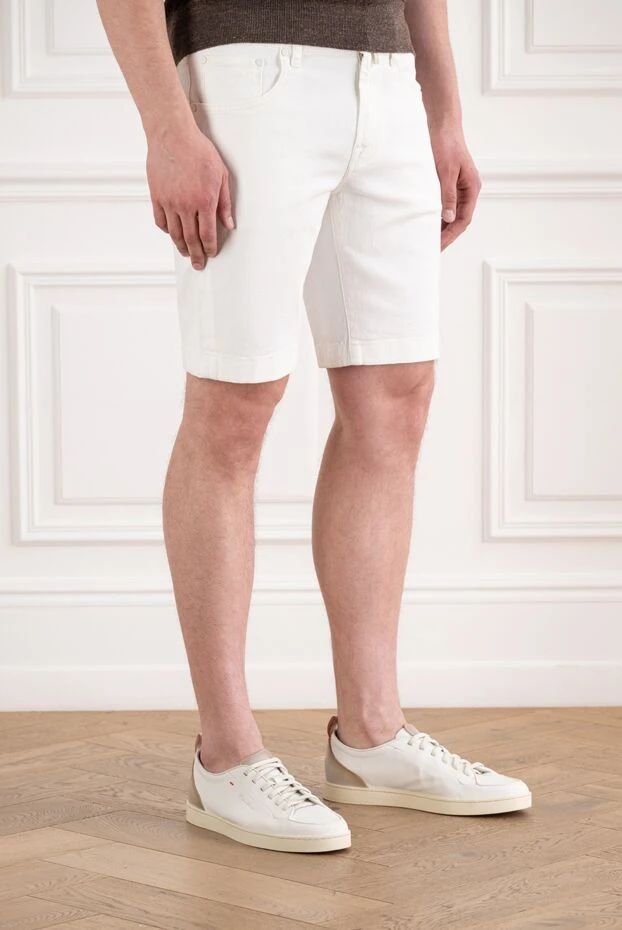 Jacob Cohen white men's denim shorts with a branded pocket square 194619 - photo 3
