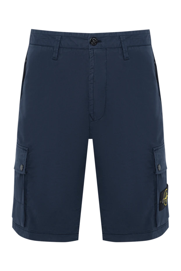 Stone Island узкие синие шорты-бермуды в стиле карго с карманами на молнии 194624 - фото 1