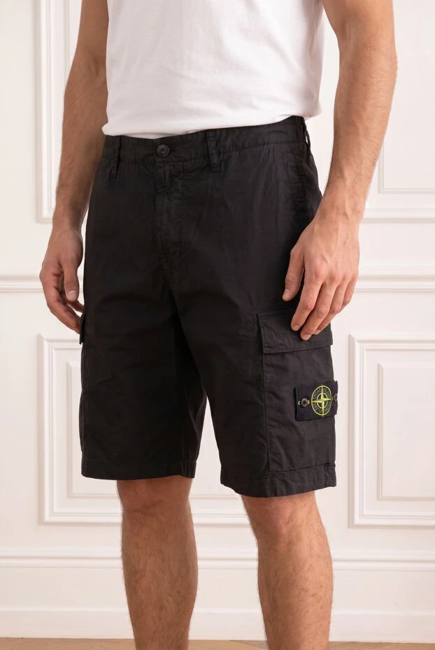 Stone Island узкие черные шорты-бермуды в стиле карго с карманами на молнии 194625 - фото 2