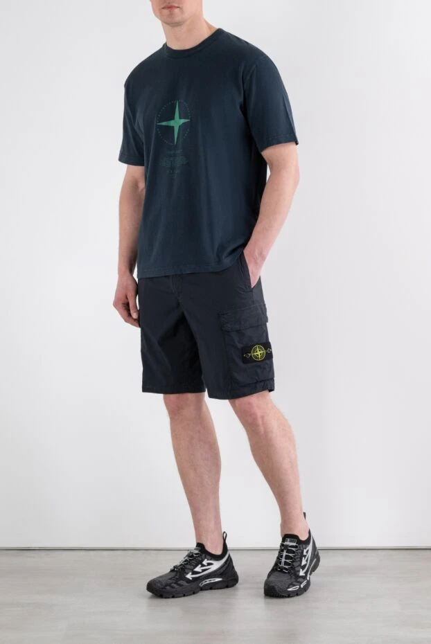 Stone Island темно-синие шорты-карго из плотного хлопкового полотна 194626 - фото 2