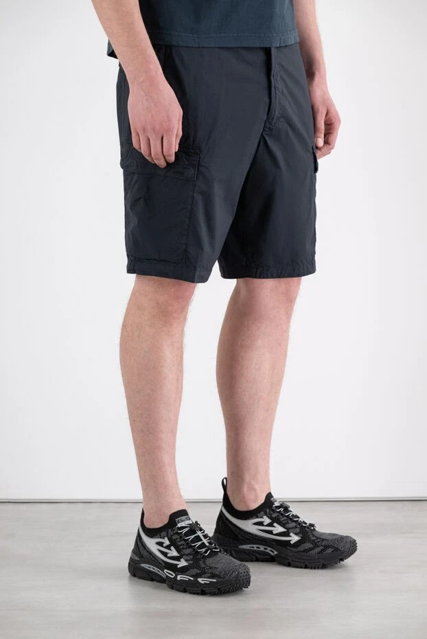 Stone Island темно-синие шорты-карго из плотного хлопкового полотна 194626 - фото 3