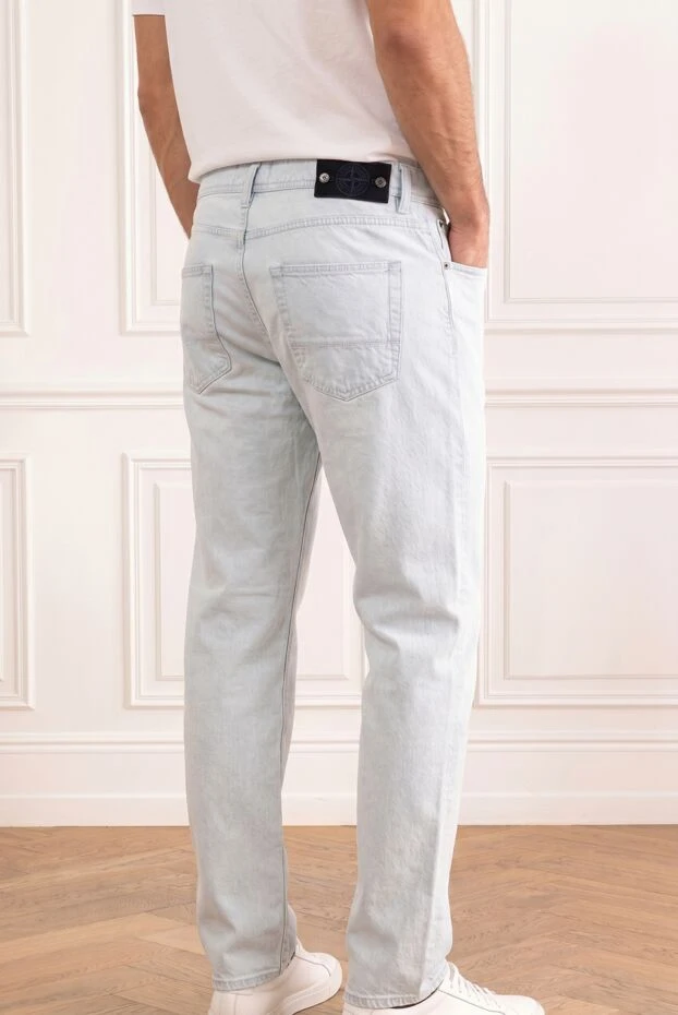 Stone Island men's straight leg light blue jeans with ultra-bleached effect 194631 - photo 2