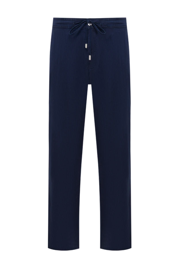 Men's straight-leg dark blue denim jeans with adjustable drawstring - photo 1