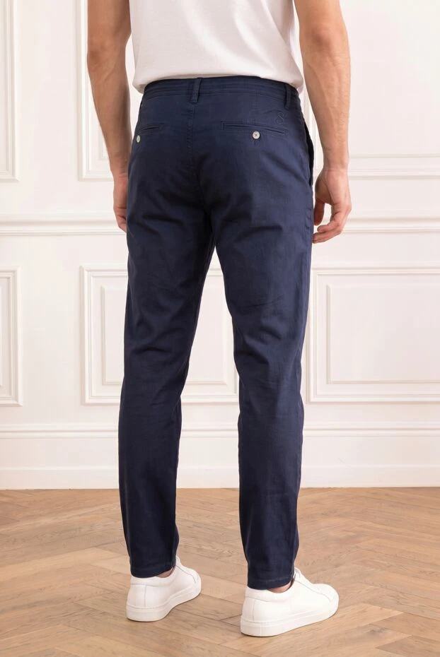 Men's straight-leg dark blue denim jeans with adjustable drawstring - photo 2