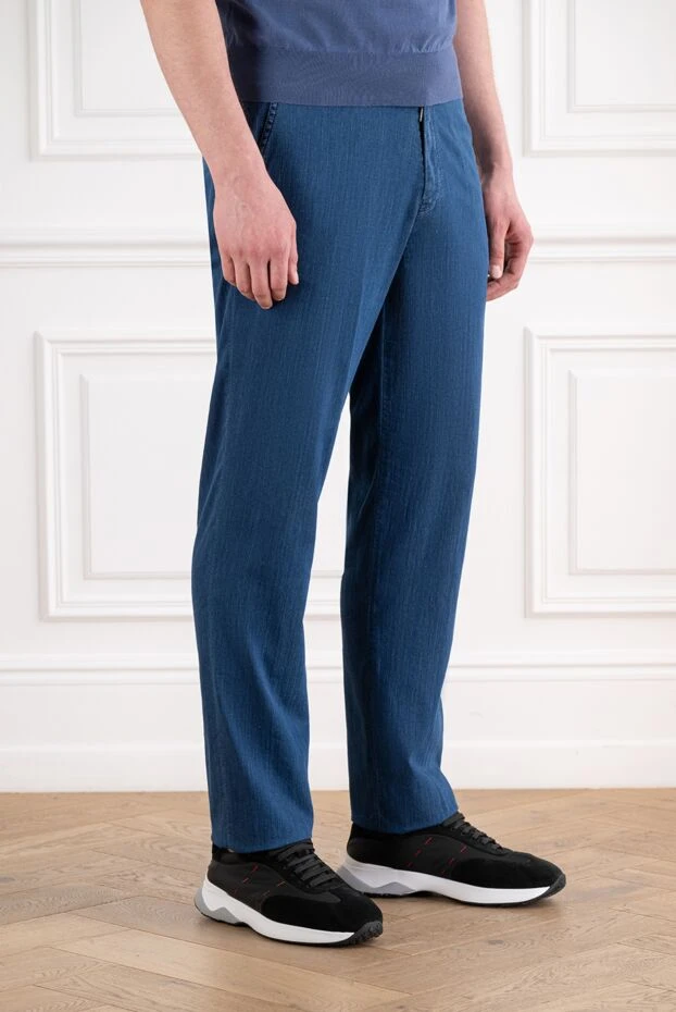 Scissor Scriptor men's light denim tapered blue jeans with a drawstring waistband 194636 - photo 3