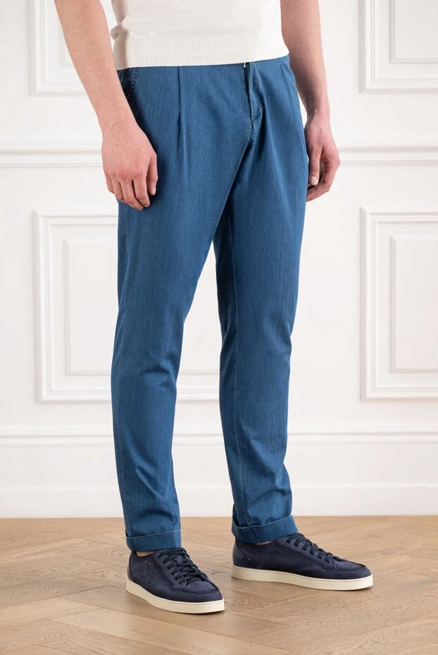 Scissor Scriptor men's blue tapered jeans with pleats, drawstring and cuffs 194638 - photo 3