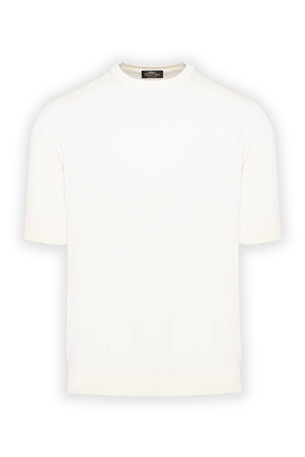 Men's classic white knitted short-sleeve jumper - photo 1