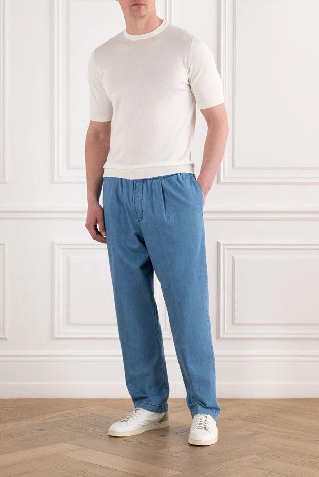 Men's classic white knitted short-sleeve jumper - photo 2