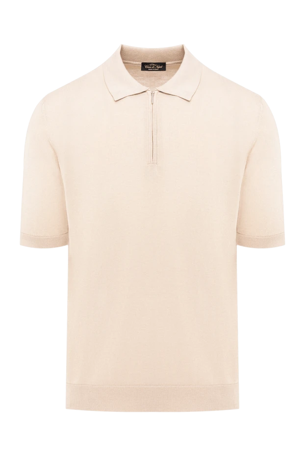 Beige knitted polo shirt with a zipper - photo 1