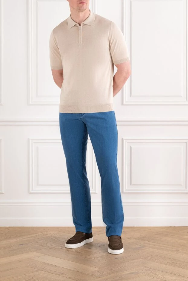 Beige knitted polo shirt with a zipper - photo 2