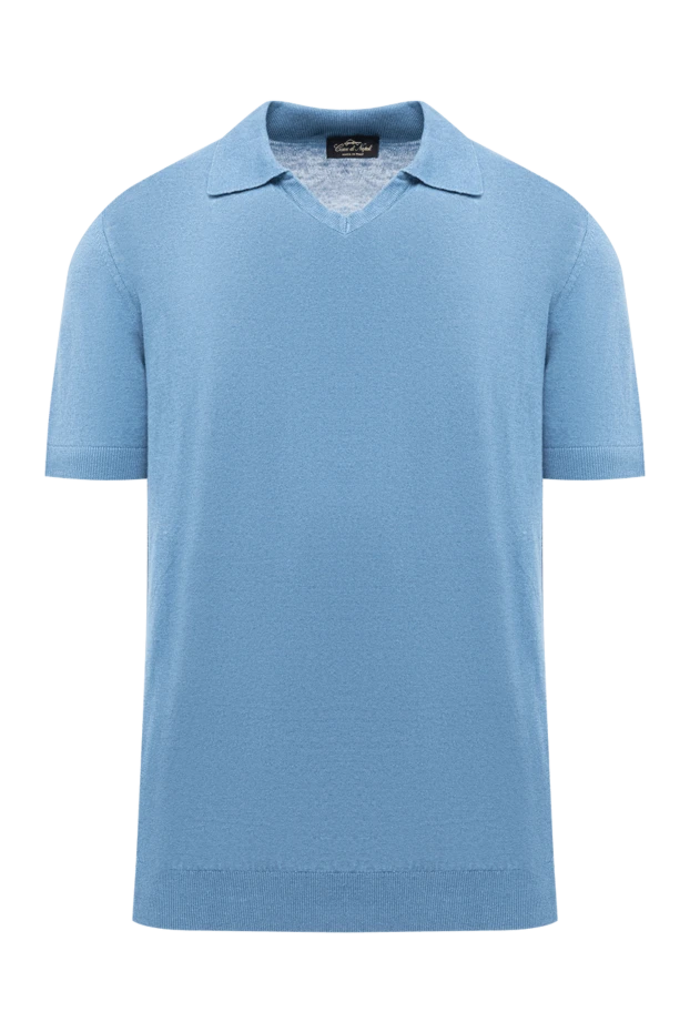 Cesare di Napoli light blue knitted polo shirt with a v-neck 194667 - photo 1