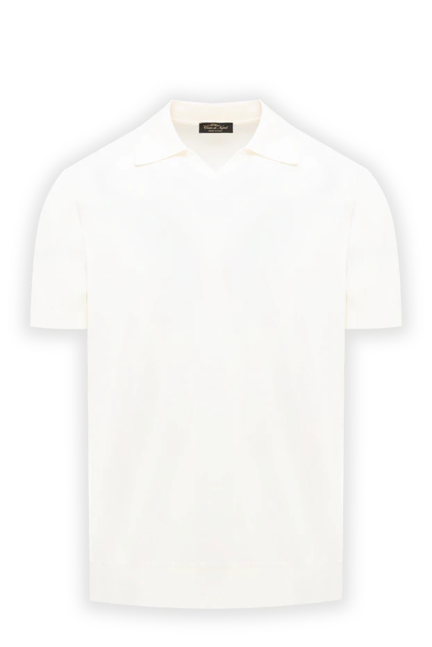 White knitted polo shirt with short sleeves and no fastening - photo 1