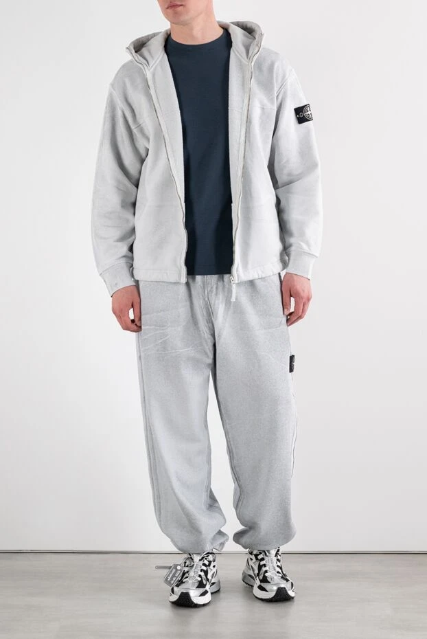 Stone Island костюм спортивный светло-серый со светоотражающим напылением и патчем 194690 - фото 2
