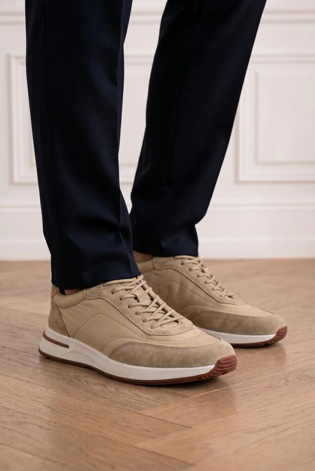 Loro Piana wind microfiber walking sneakers in beige 194691 - photo 1