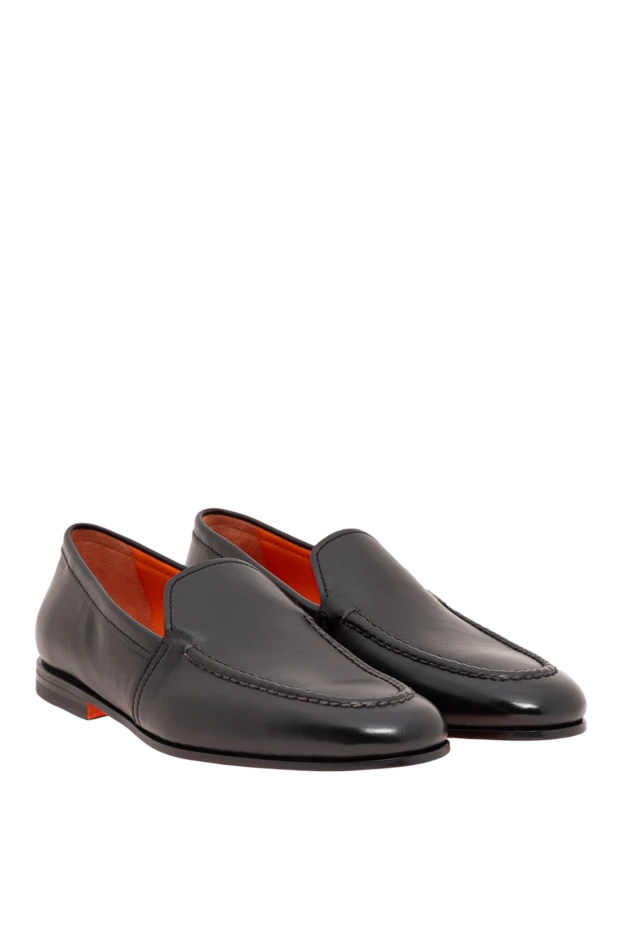Santoni black leather loafers with bright interior lining 194695 - photo 3