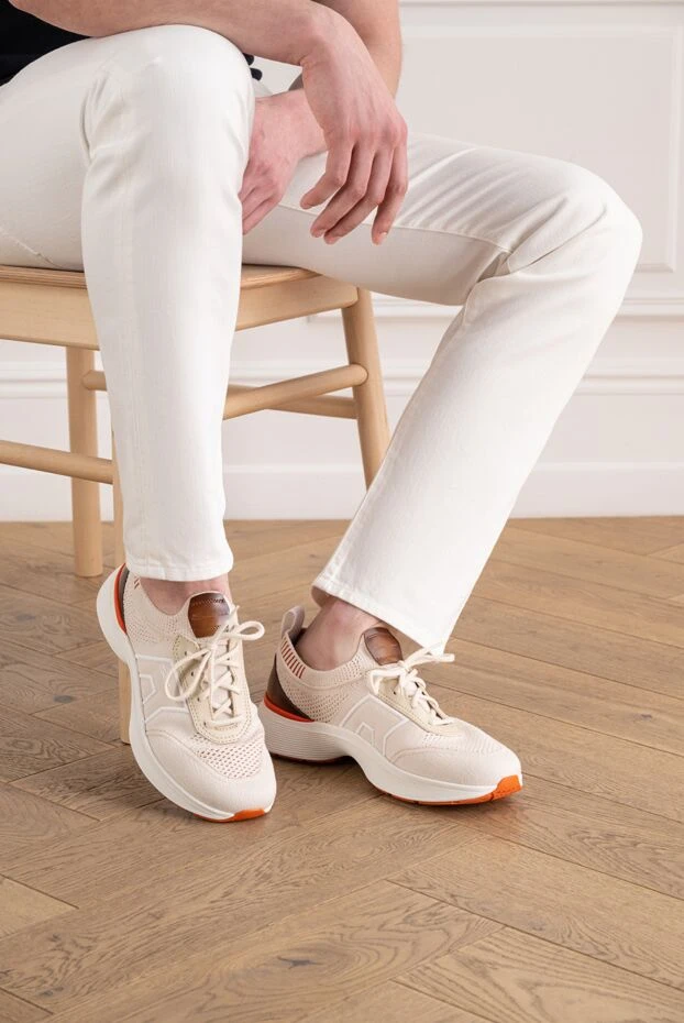 Beige sneakers with orange details - photo 2