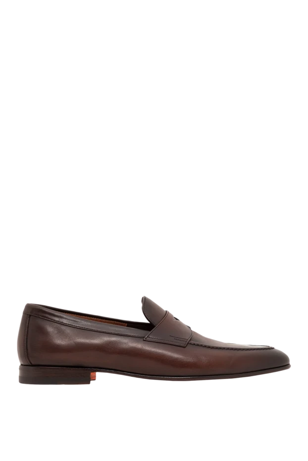Santoni brown leather penny loafers with gradient dye 194703 - photo 1