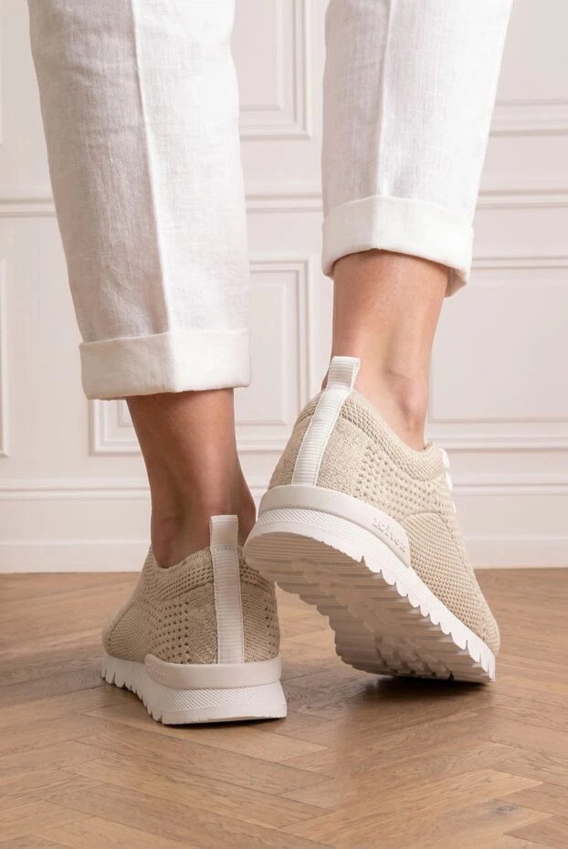 Textile sneakers made of cotton jersey in beige color - photo 2